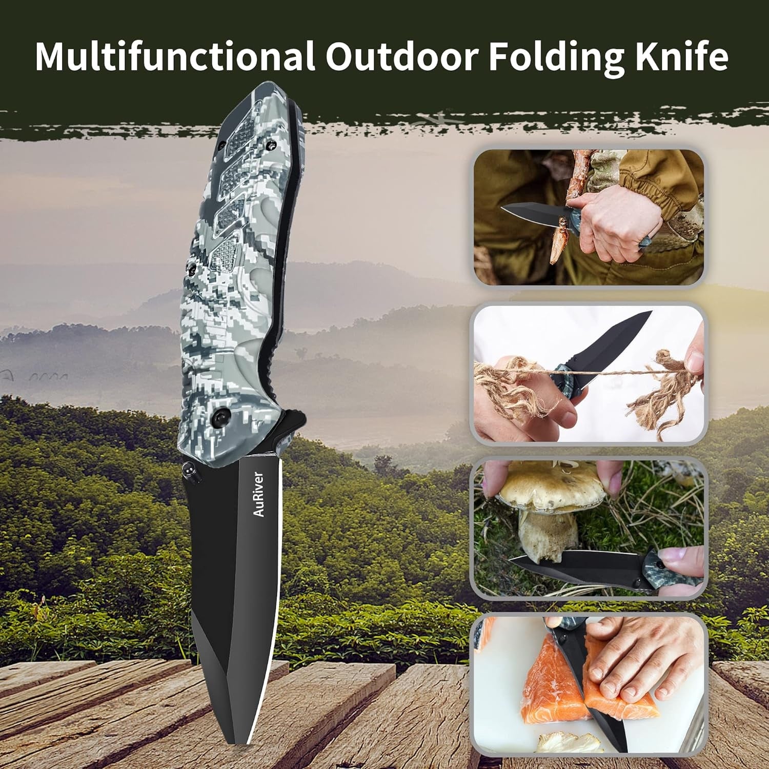 Taschenmesser Militärmesser 3 in 1 Klappmesser Einhandmesser Outdoor Messer