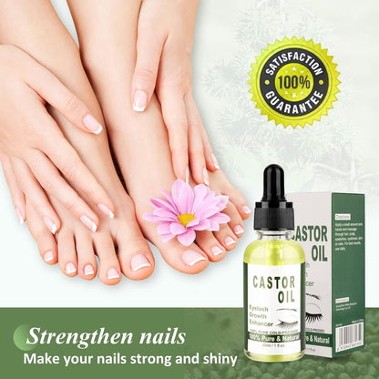 Rizinusöl Haaröl 100% Bio für Haarwachstum, Wimpern, Augenbrauen, Bart, Nägel 30ml - Kaltgepresstes Castor Oil, Natürliches Wachstumsserum, Vegan