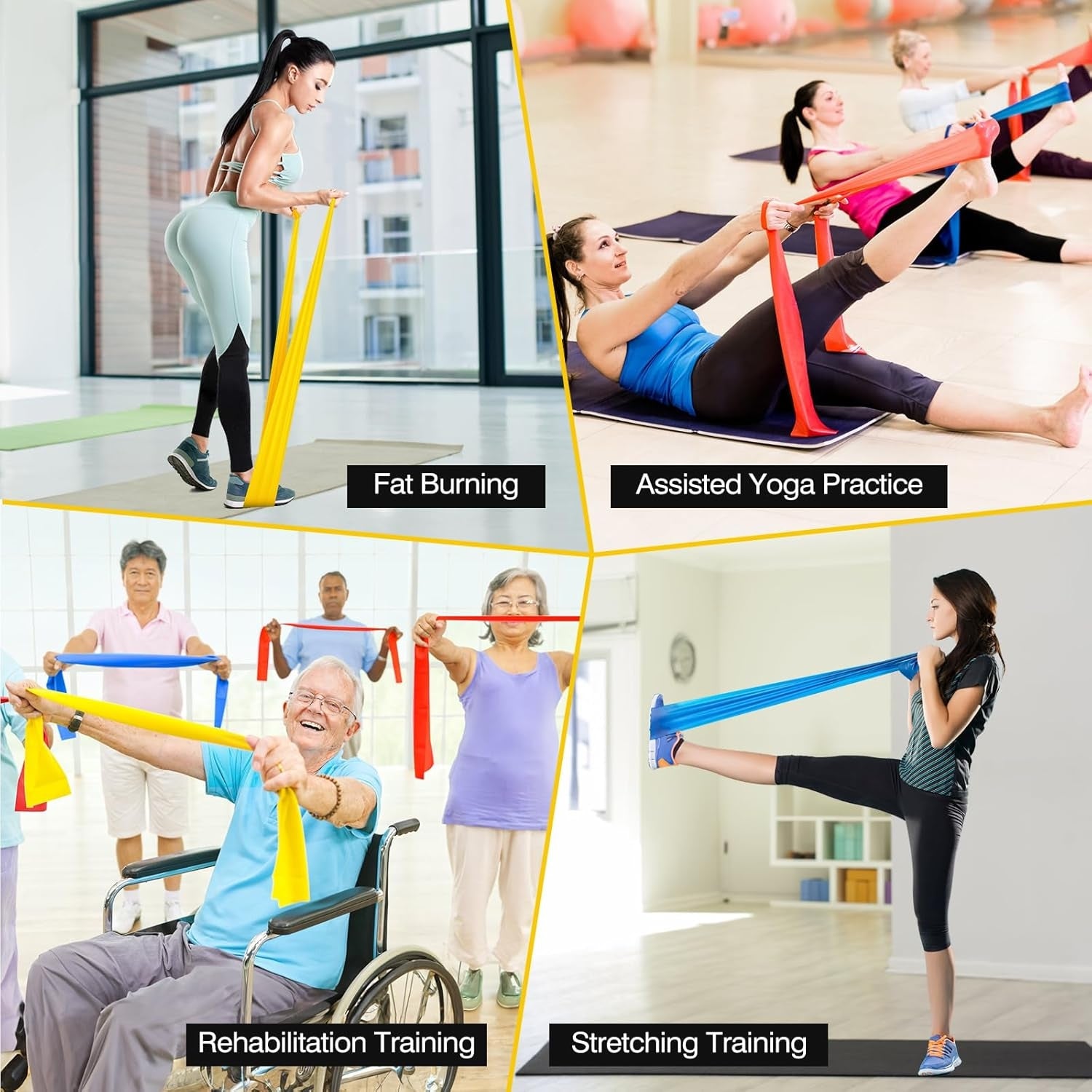 Widerstandsbänder Resistance Bands 3er-Set Fitnessbänder für Yoga Pilates