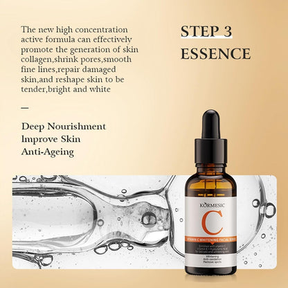 Vitamin C Gesichtspflege Set für Anti-Aging und Anti-Falten mit Aufhellung Straffendes Skincare Set inkl 6-teilig ideal für alle Hauttypen
