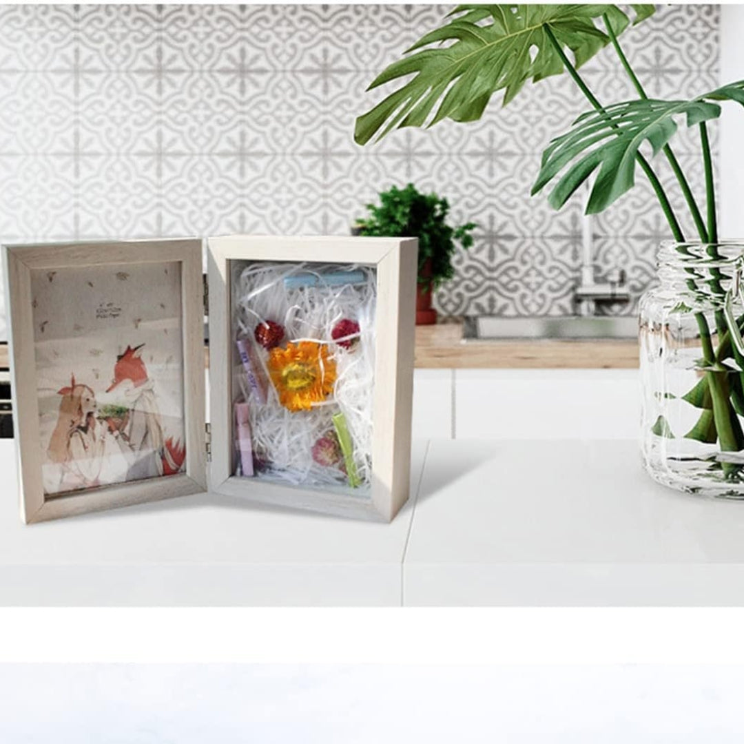 3D Bilderrahmen mit Getrocknete Blumen 18x28CM Holz Objektrahmen Tief zum Befüllen Bilderrahmen mit Glas als Geschenk Weiß Hochwertige Materialien