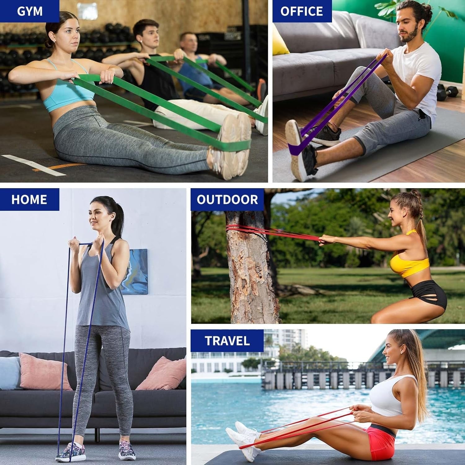 Fitnessbänder Widerstandsbänder Set 4 Stufen für Fitness Pilates CrossFit