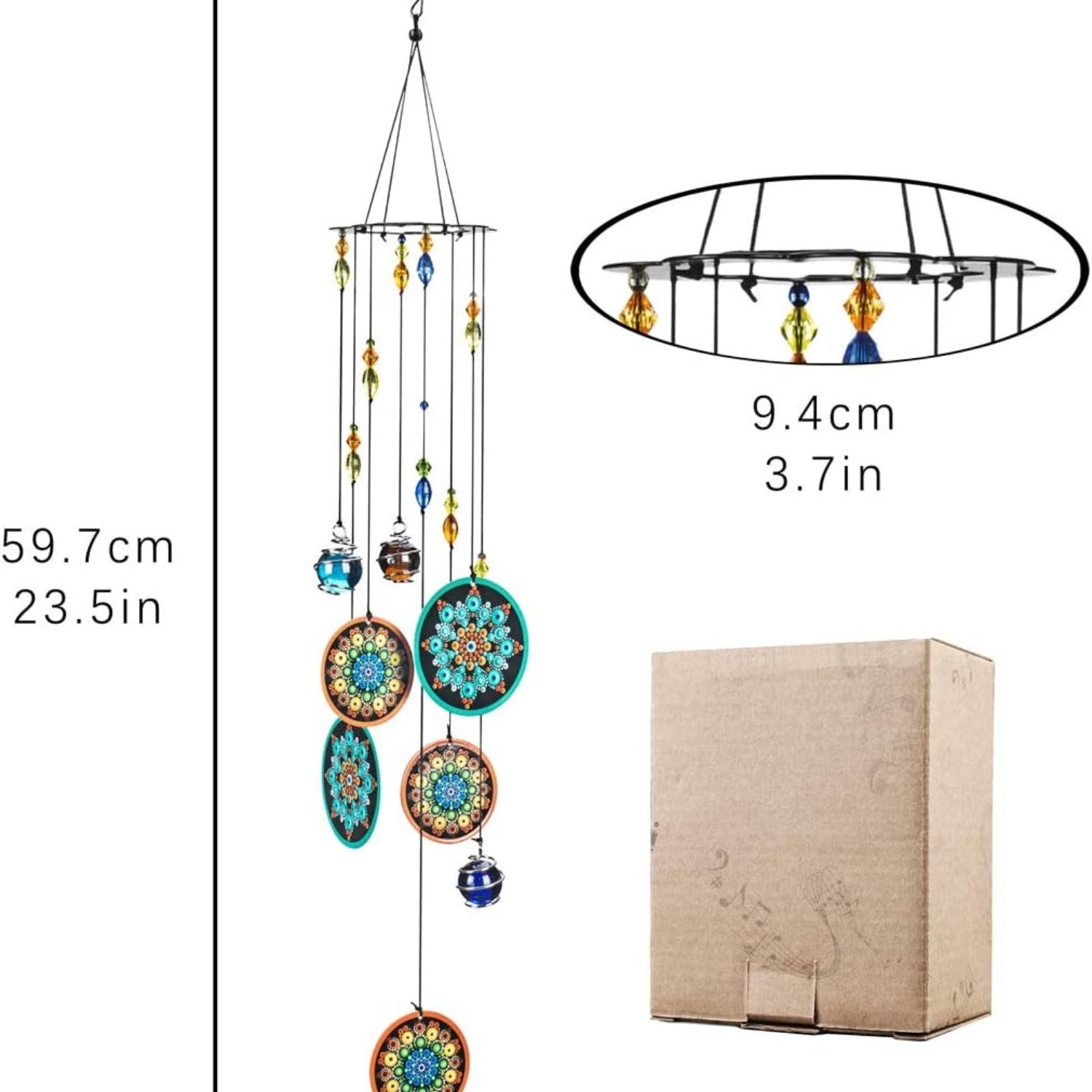 Blumen-Windspiel für Draußen Bunte Glasperlen Tiefer Ton Gedenk 58cm