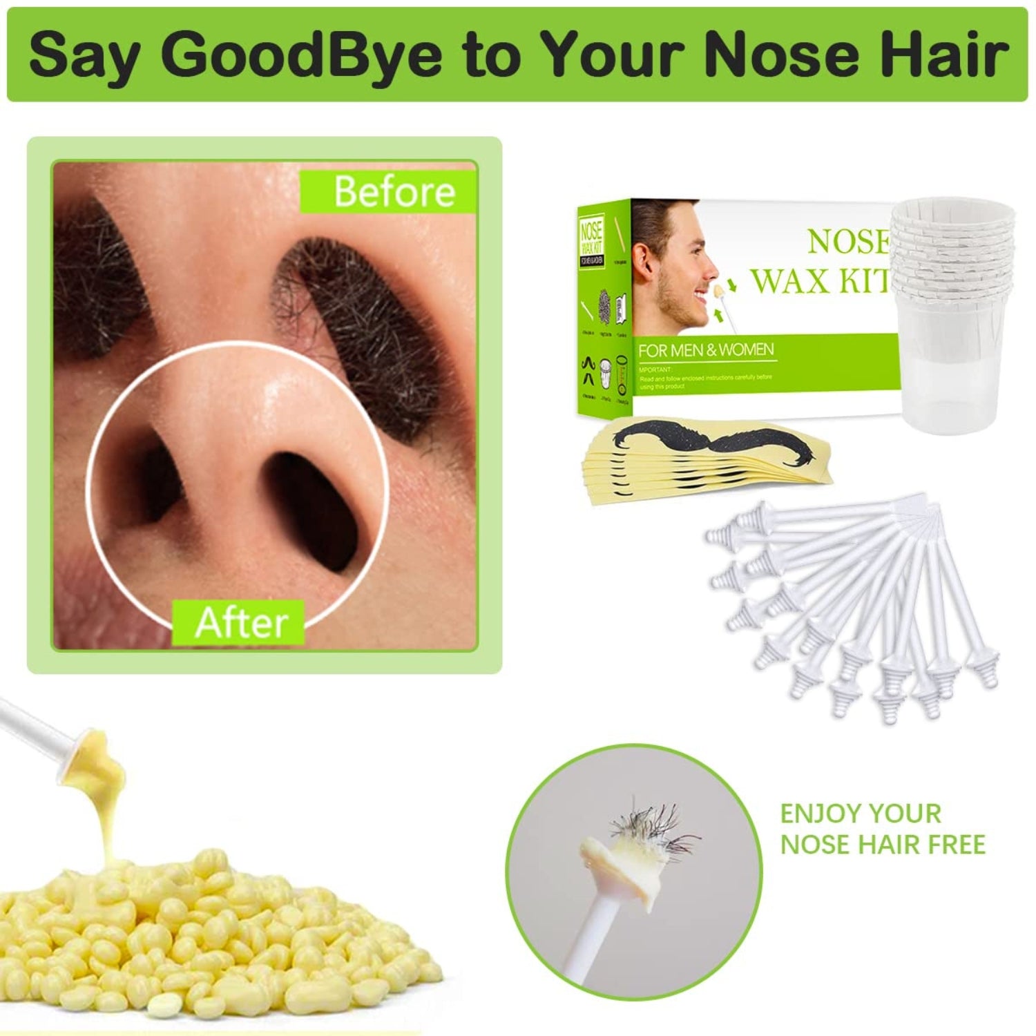 Nose Wax Kits Nasenwachs Set 100g Wachs Applikatoren Männer Frauen
