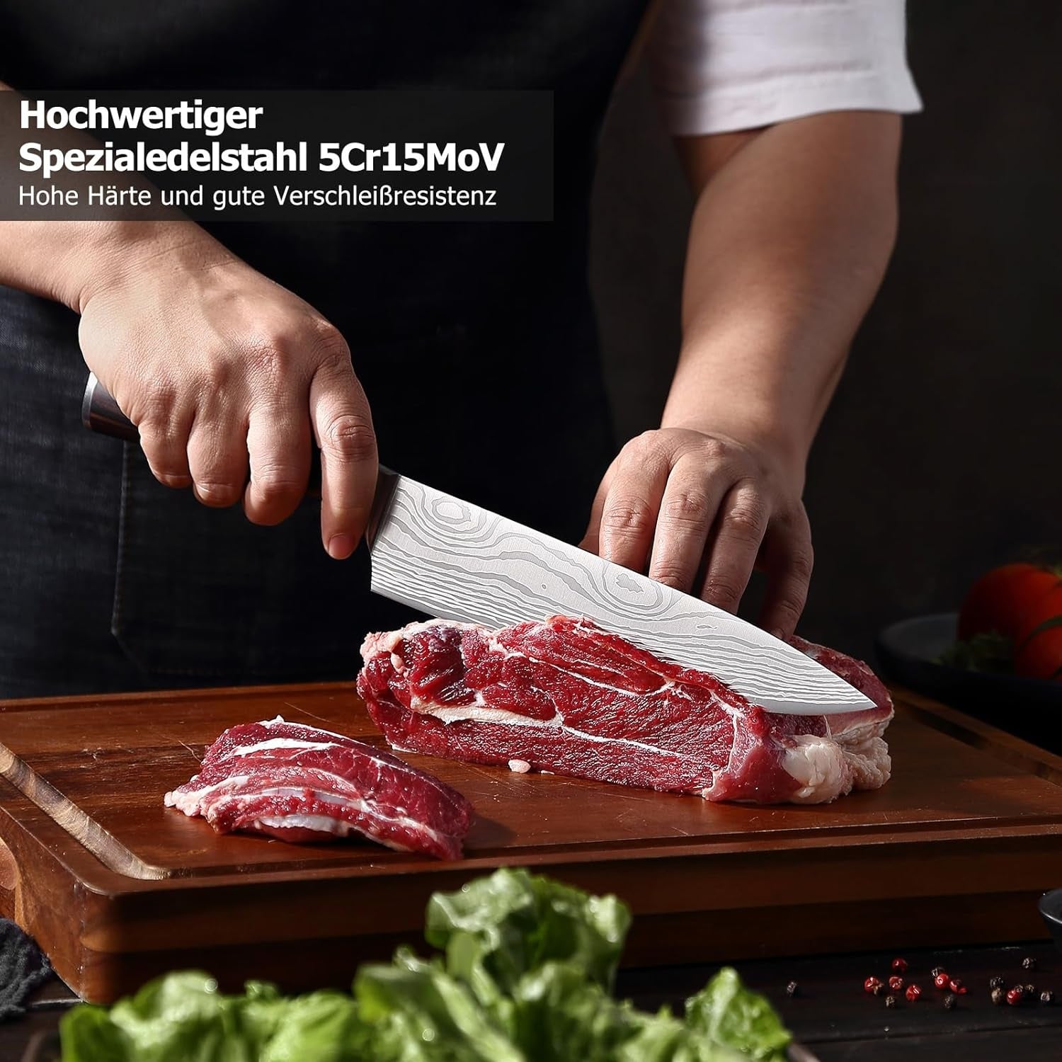 20 cm Kochmesser Profi Küchenmesser Extra Scharfe Klinge Ergonomischer Griff