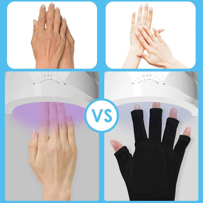 2 Paare Professionelle UV-Schutzhandschuhe für Gel-Nagellampen UPF50+ Fingerloser Handschutz vor UV-Licht Schwarz
