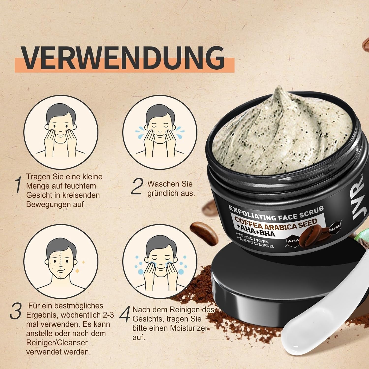 Gesichts und Körperpeeling für Männer mit Kaffee Extrakt 120ml Reduziert Hautunreinheiten Gesichtreinigung porenreiniger gesicht mitesserentferner