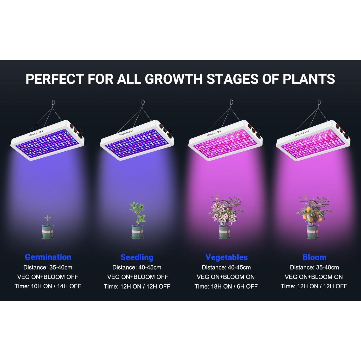 XL Pflanzenlampe XL LED Grow Lampe Vollspektrum BW1000 Veg/Bloom Schalter