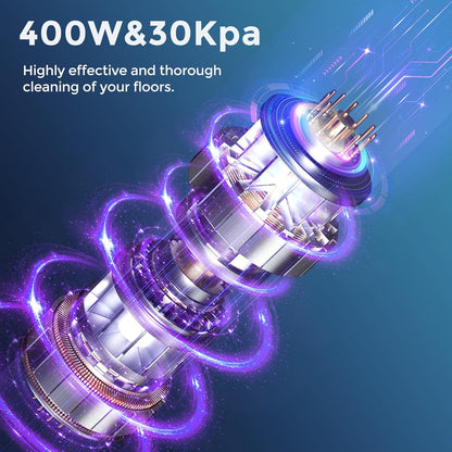 JIGOO C300 Akku Staubsauger, 400W/30KPa staubsauger kabellos mit LED-Touchscreen, Handstaubsauger Beutellos