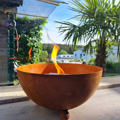 Schwabenfire Outdoorkerze mit Dauerdocht in Edelrost Metallschale kerzen deko
