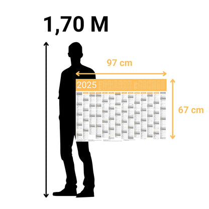 Kalender 2025 Wandkalender groß | Familienkalender | Jahreskalender 97x67 cm | Inkl. Feiertage nach Bundesländern | Wochenplaner
