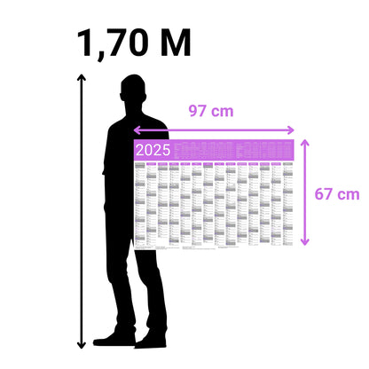 Kalender 2025 Wandkalender groß | Familienkalender | Jahreskalender 97x67 cm | Inkl. Feiertage nach Bundesländern | Wochenplaner