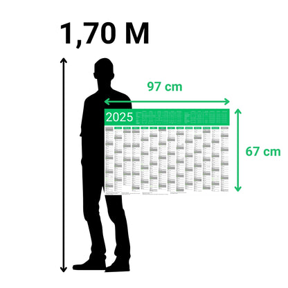Kalender 2025 Wandkalender groß | Familienkalender | Jahreskalender 97x67 cm | Inkl. Feiertage nach Bundesländern | Wochenplaner