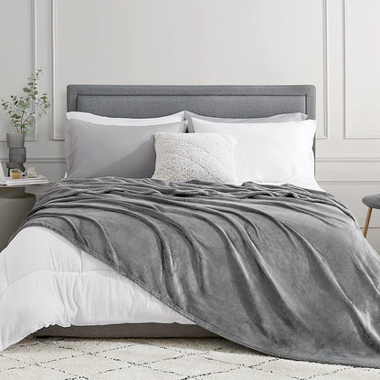 Kuscheldecke flauschig Grau weiche warme Fleecedecke 150x200 als Decke Sofa Wohndecke oder Couchdecke überwurf Decke für Bett und Sofa
