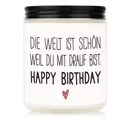 Duftkerze Geburtstagsgeschenk für Freundin mit Spruch aus 100% Sojawachs 198g, Lange Brenndauer Geschenke für Frauen Kerzen Geschenke für Freundin