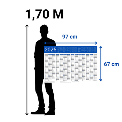 Kalender 2025 Wandkalender groß | Familienkalender | Jahreskalender 97x67 cm | Inkl. Feiertage nach Bundesländern | Wochenplaner