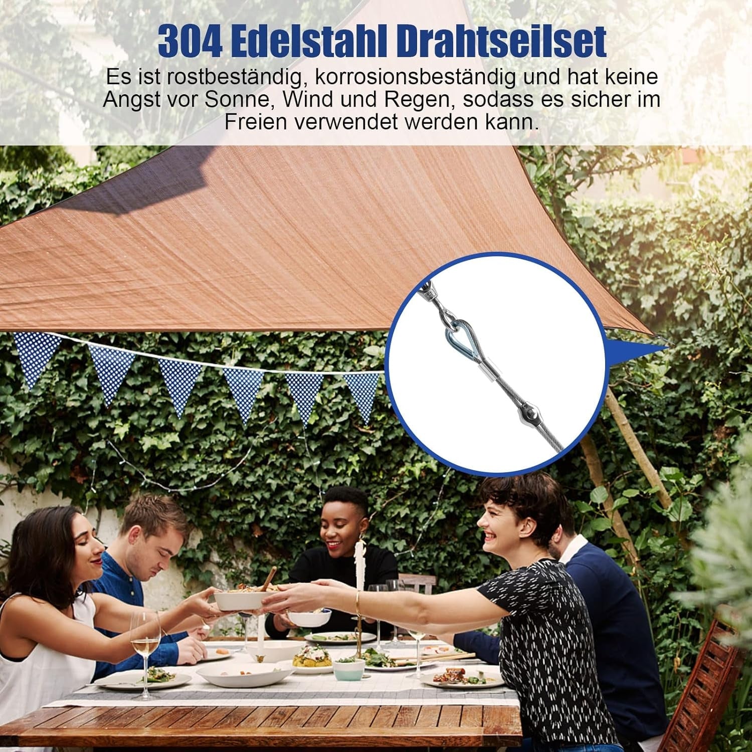 Wohnwagen Zubehör Wohnmobil 74 pcs Stahlseil Kit 35 m Verdickt 3 mm Edelstahl Drahtseil Spanndraht Seilspanner Spannschloss Edelstahl Kit Rankhilfen