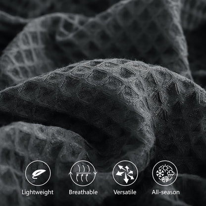 Bettdecke Dünne Decke Sommer Waffelpique Sommerdecke Leichte Decke 220x240 cm XXL als Sofadecke Couchdecke Weich Kuschelige Wohndecke Couch Bett