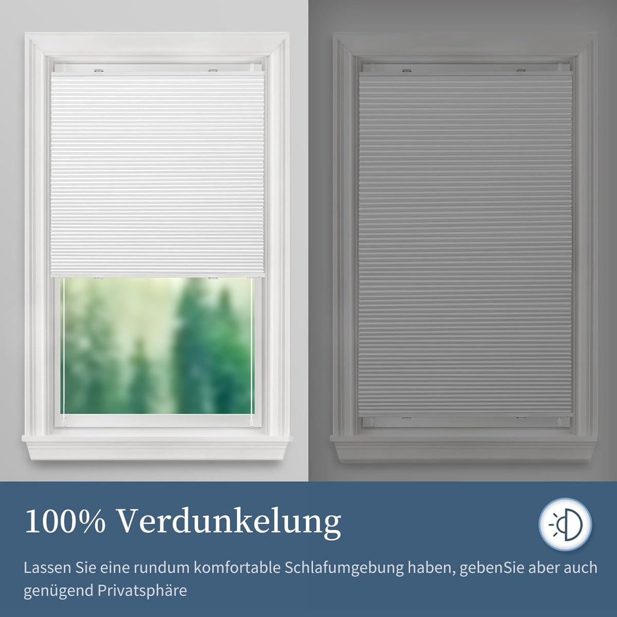 Plissee ohne Bohren Verdunkelung Wabenplissee 90x220cm Thermo Weiß Blickdicht Schallschutz