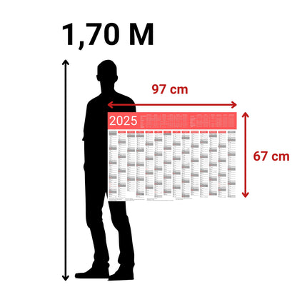 Kalender 2025 Wandkalender groß | Familienkalender | Jahreskalender 97x67 cm | Inkl. Feiertage nach Bundesländern | Wochenplaner