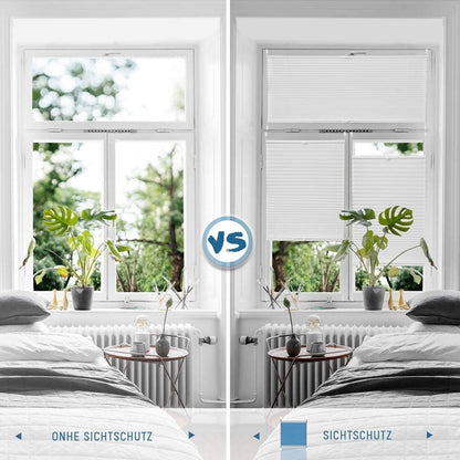 Klemmrollos für Fenster ohne Bohren Jalousie ohne Bohren Klemmfix 35x130cm Weiß Plisseerollo Rollos für Fenster und Tür Sichtschutz Sonnenschutz