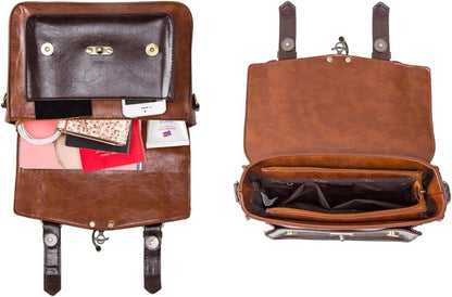 Vintage Umhängetasche Damen Handtasche Braun 28x8,9x21cm