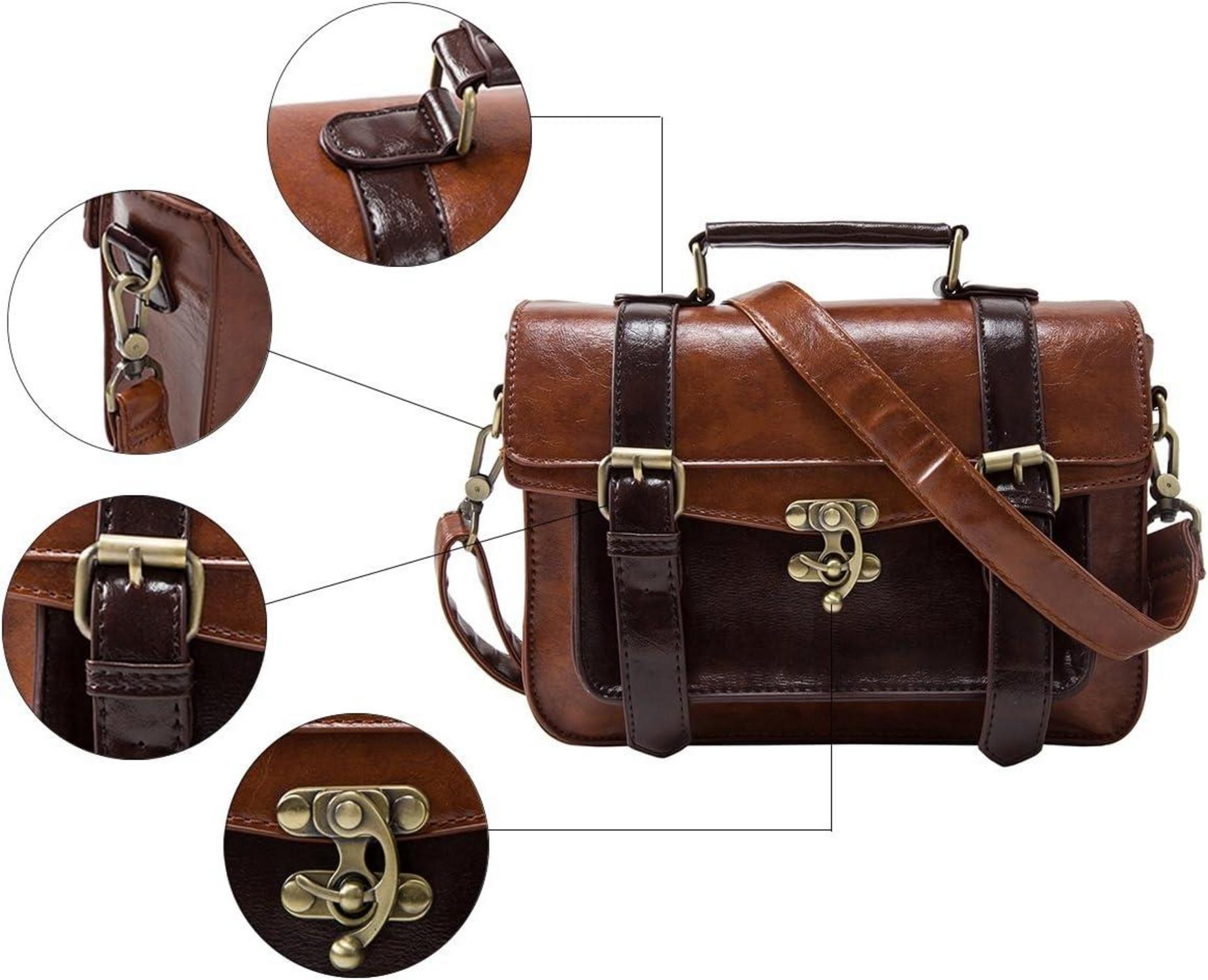 Vintage Umhängetasche Damen Messenger Bag Handtasche in Braun