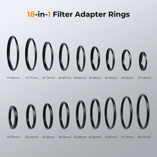 18-teiliges Kamera-Filteradapter Set Step-Up & Step-Down