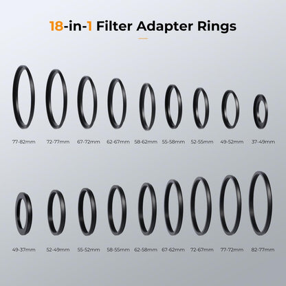 18-teiliges Kamera-Filteradapter Set Step-Up & Step-Down