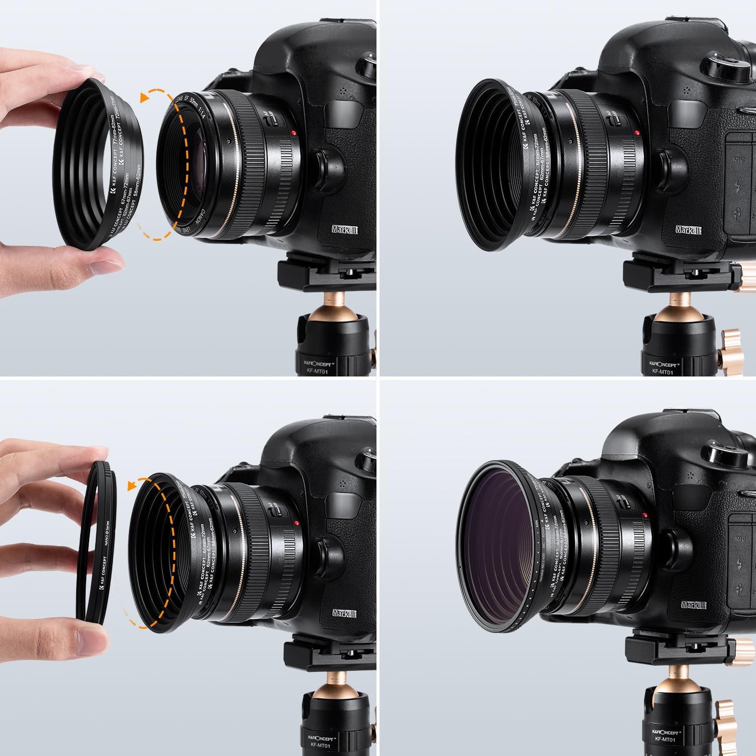 18tlg. Filteradapter Set Ringe für Kamera Objektiv Canon Nikon Sony