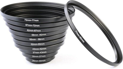 K&F Concept 11-teiliges Step Up Ring Set für DSLR Kamera