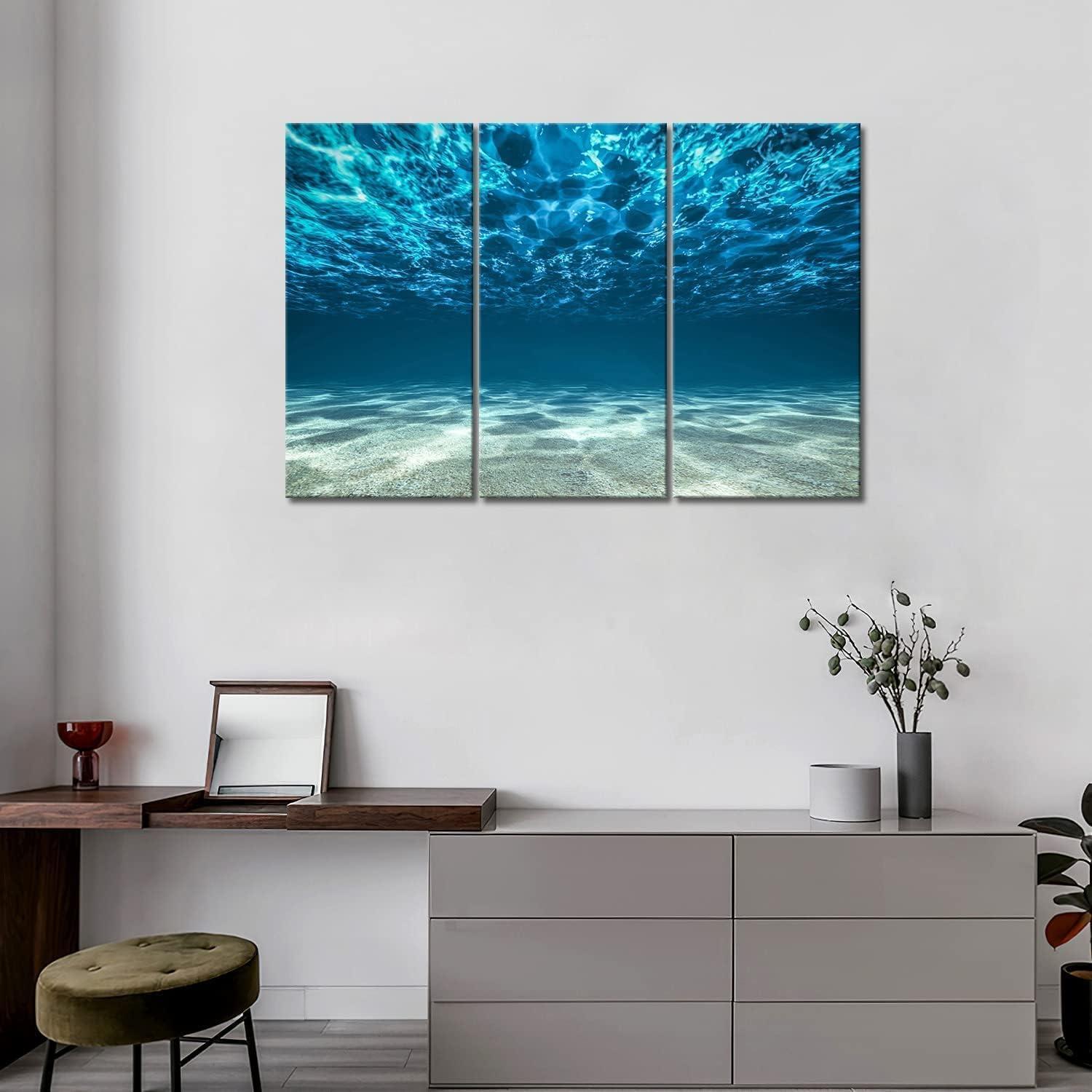 Meer Leinwandbilder, 3-teilig, blau, moderne Wanddekoration