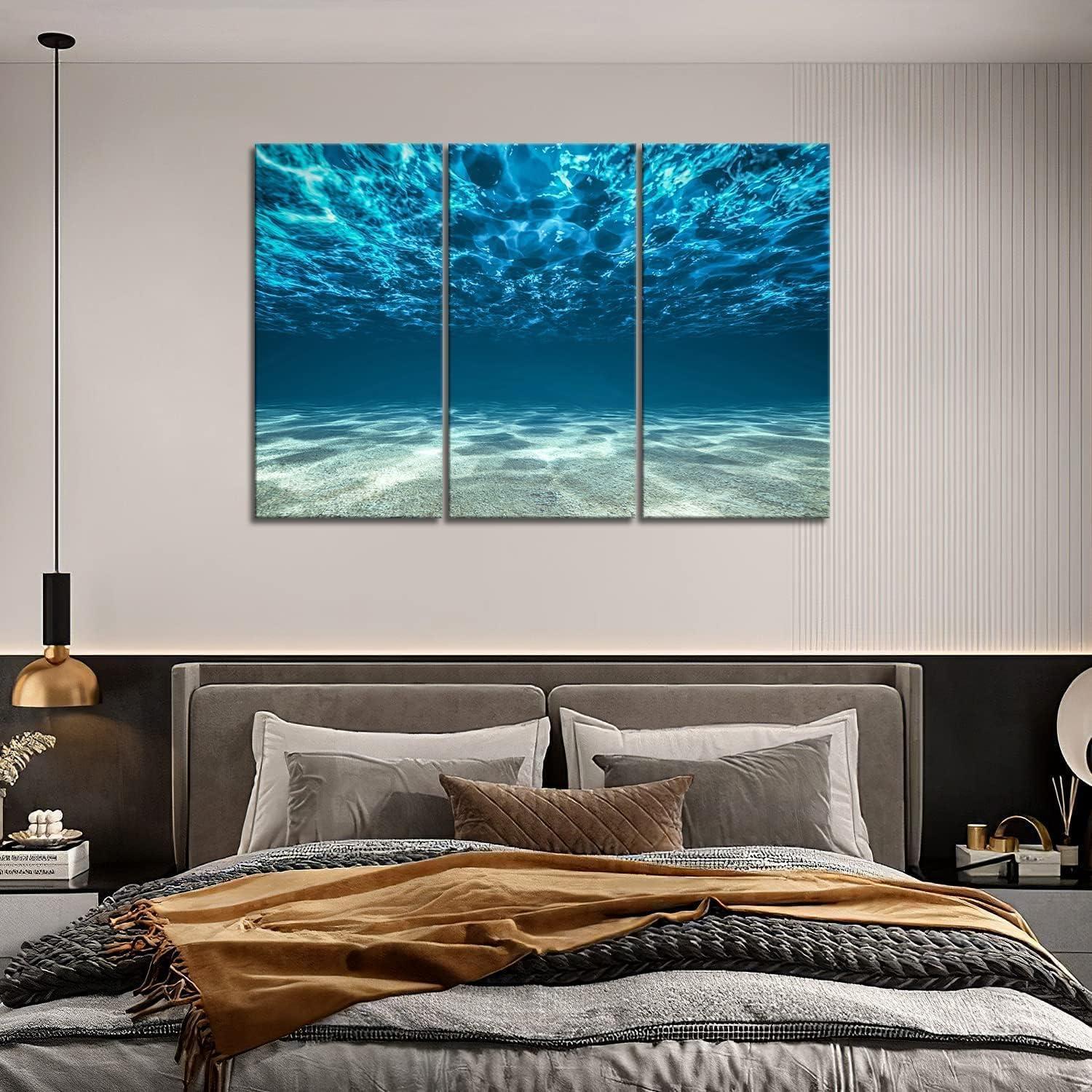 Leinwand Bild Meer Blau 3-teilig Wohnzimmer Schlafzimmer Deko