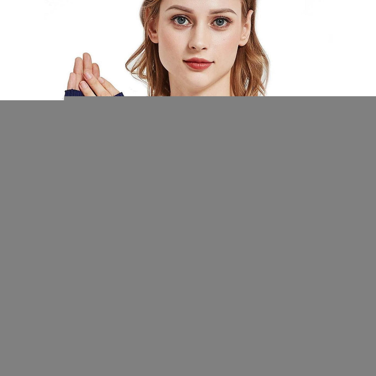 Lange Damen Winterhandschuhe mit Daumenloch, Blau