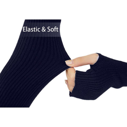 Lange Damen Winterhandschuhe mit Daumenloch, Blau
