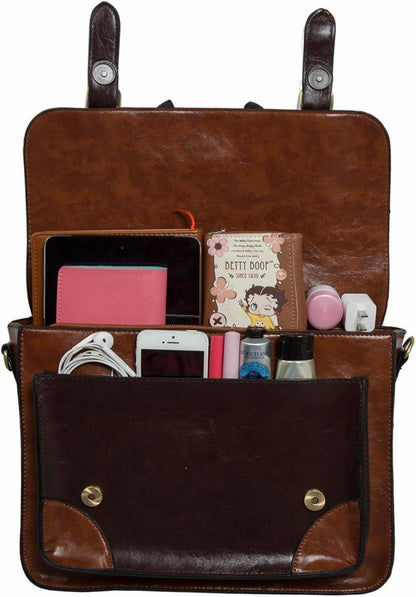 Vintage Umhängetasche Damen Schultertasche Handtasche 32,5x25,4x8,9cm