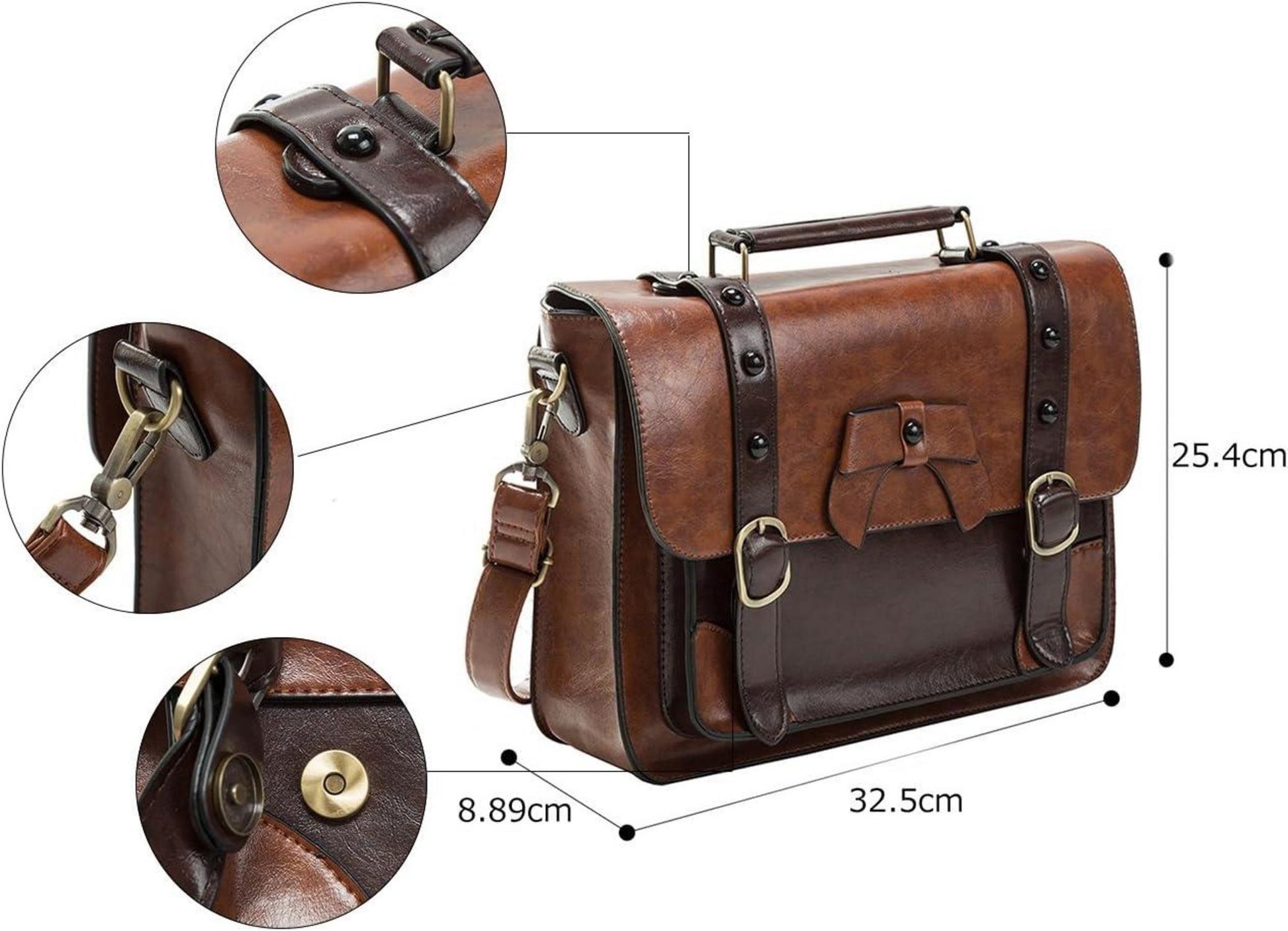 Vintage Umhängetasche Damen Schultertasche Handtasche 32,5 x 25,4 x 8,9 cm Rot
