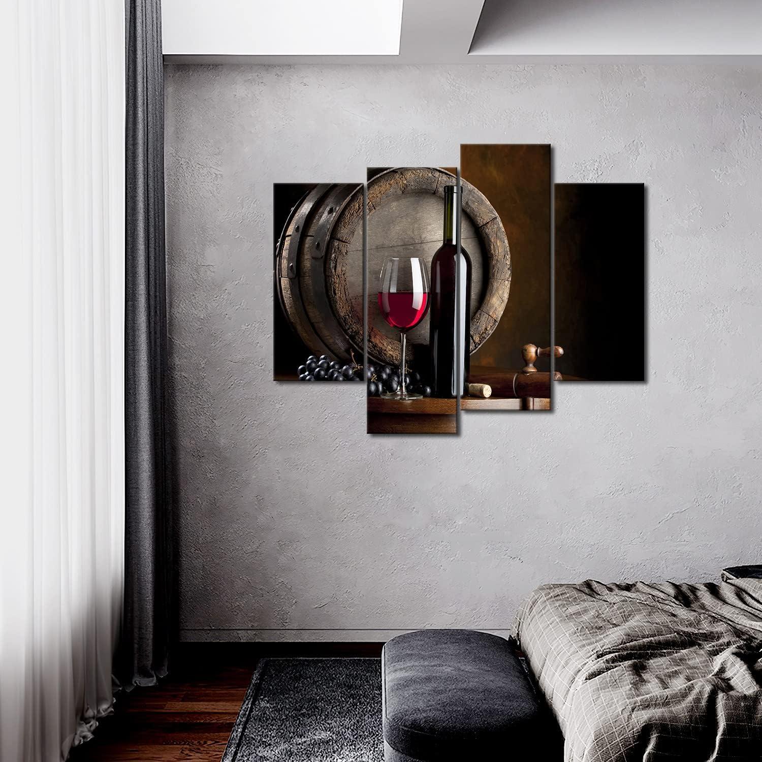 Moderne Wein Wandbilder Leinwand Set für Küche & Wohnzimmer