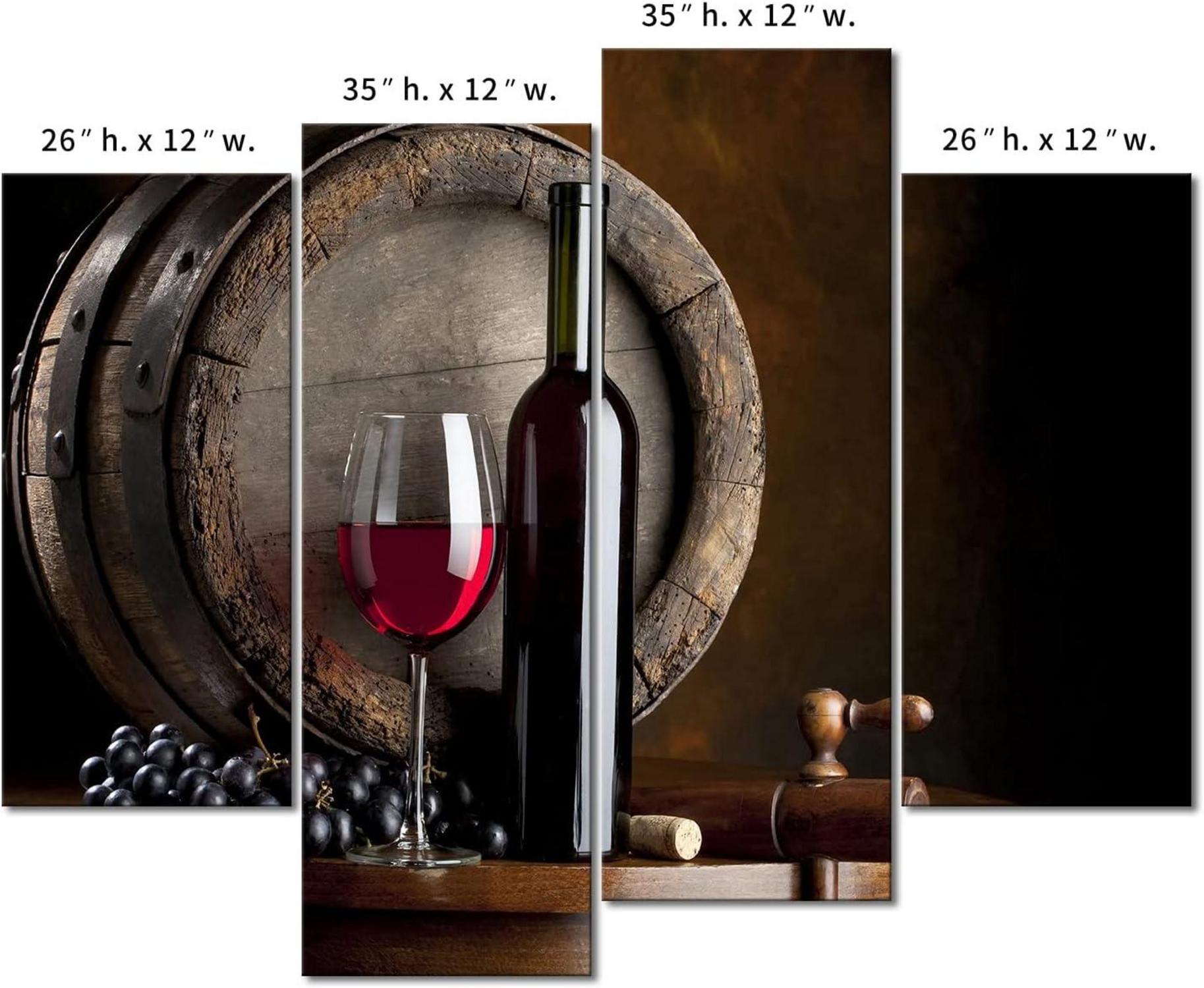 4-teiliges Wein Bilder Leinwand Set Obst Küche Wohnzimmer Moderne Kunst