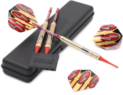 CUESOUL 18 Gramm Soft Tip Darts Set mit Slim Case - 2 Dart Sets & 3 Barrel