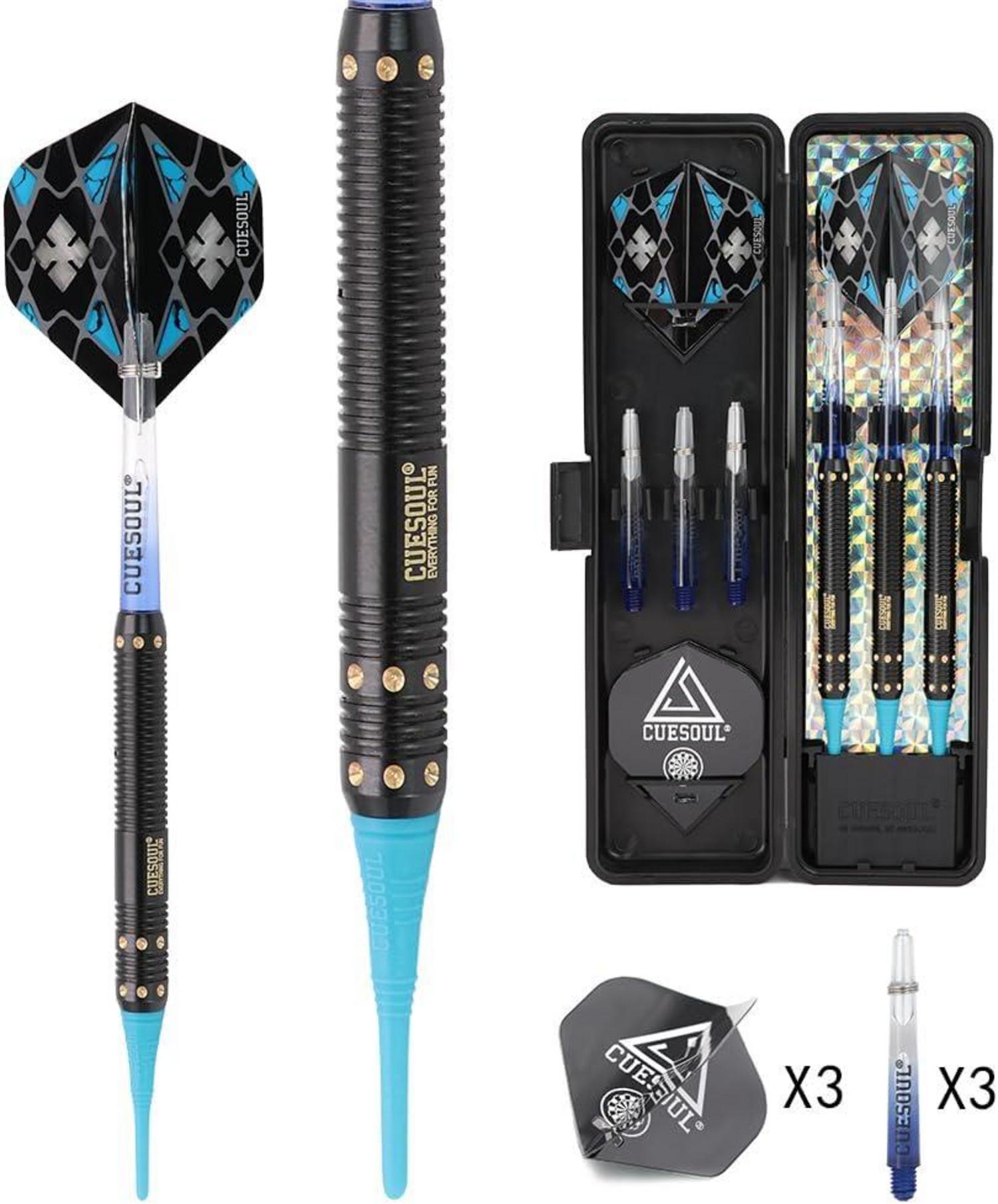 Darts 16 Gramm Soft Tip Set mit Slim Case & 4 Dart Wellen