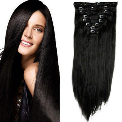 Clip In Haarverlängerung Glatt, Natürliches Schwarz, 66cm