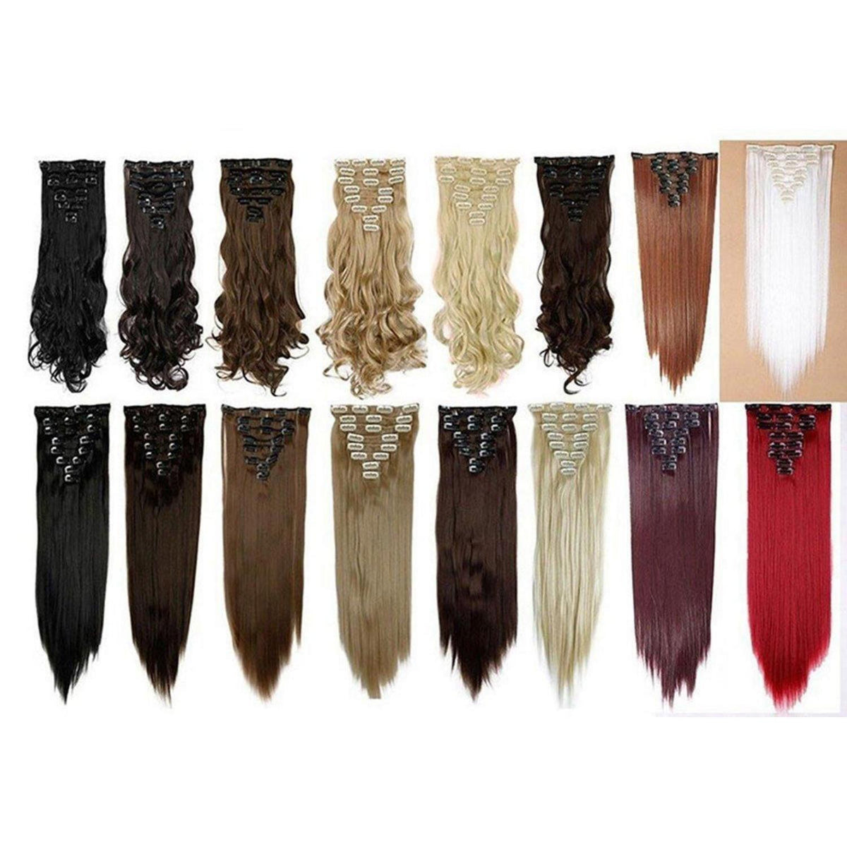 Clip In Haarverlängerung Glatt, Natürliches Schwarz, 66cm