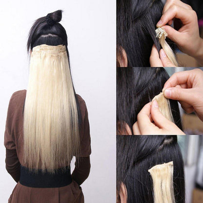Clip In Haarverlängerung Glatt, Natürliches Schwarz, 66cm