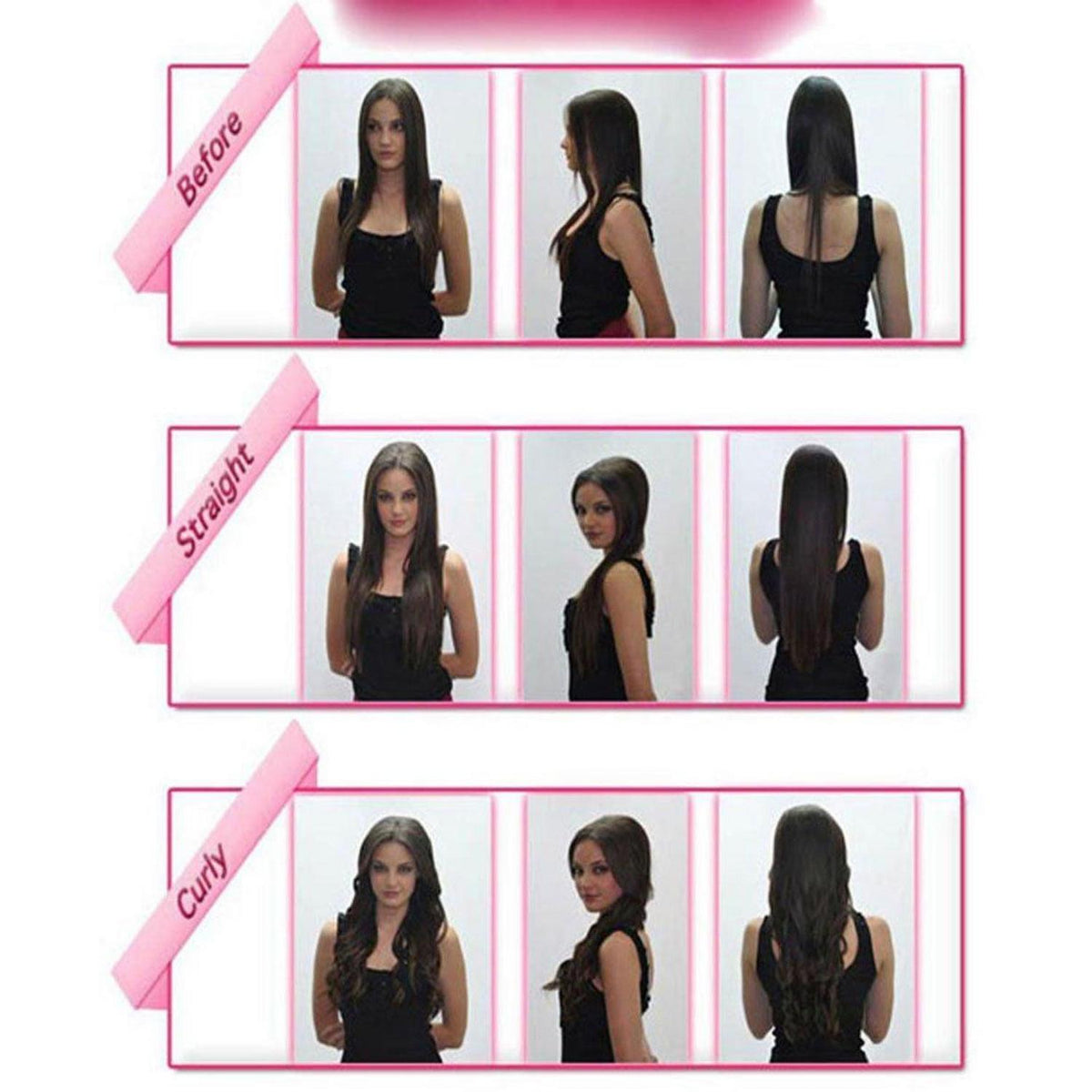 Clip In Haarverlängerung Glatt, Natürliches Schwarz, 66cm