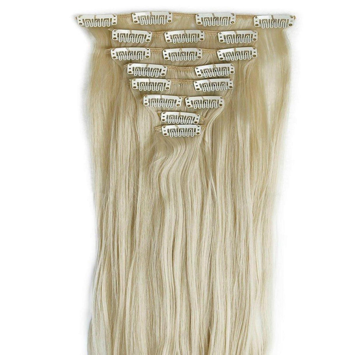 Clip In Haarverlängerung Glatt, Gebleichtes Blond, 58cm