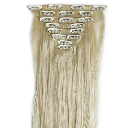 Clip In Haarverlängerung Glatt, Gebleichtes Blond, 58cm