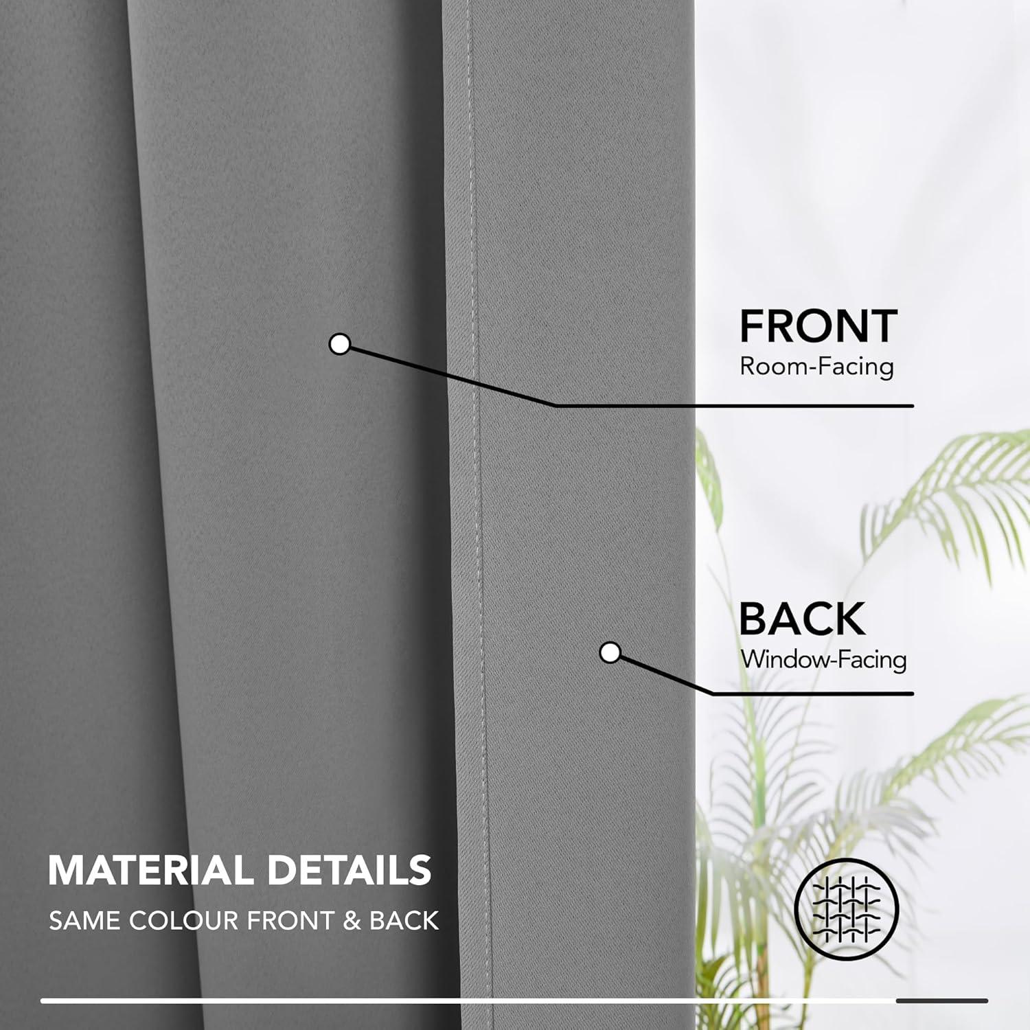 Deconovo Verdunkelungsvorhang 138x117cm Kräuselband, Hellgrau, 2er Set