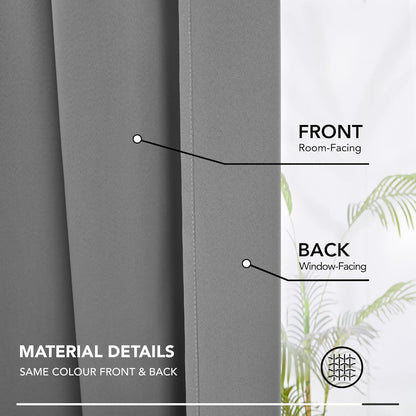 Deconovo Verdunkelungsvorhang 138x117cm Kräuselband, Hellgrau, 2er Set