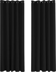 Raumverdunkelnde Thermogardinen mit Ösen, 229x168 cm, Schwarz, 2er Set